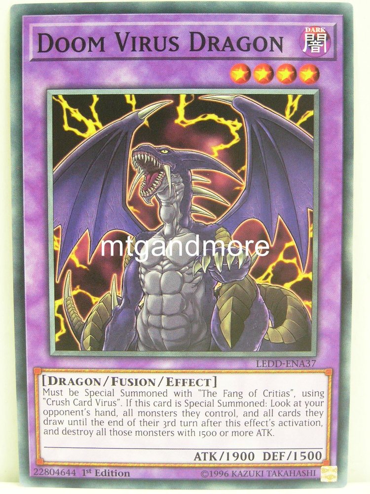 3 x Doom Virus Dragon  LEDD-ENA37 common 1st Ed  YuGiOh Cards 