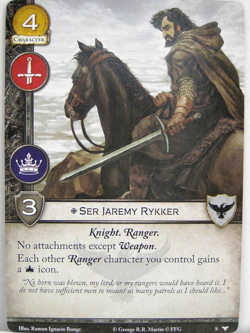 1x #008 ser jaremy rykker-centinela en el muro A game of thrones 2.0 LCG