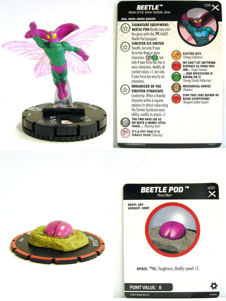 RARE Marvel Heroclix EARTH X # 035  Beetle w/ s001 Beetle Pod