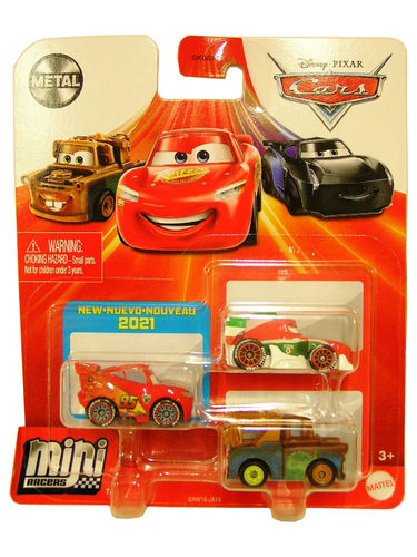Disney Cars Mini Racers 3er Pack - Lightning McQueen with Racing Wheels